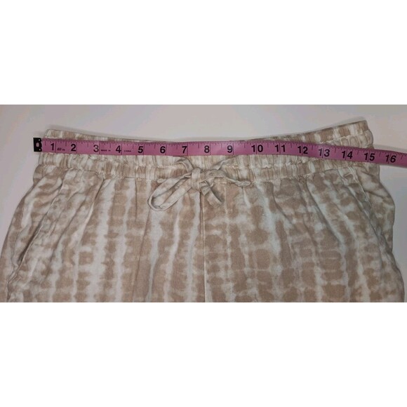 Old Navy Size Medium High-Waisted Beige Tie-Dye Linen-Blend Straight Crop Pants - Picture 7 of 10